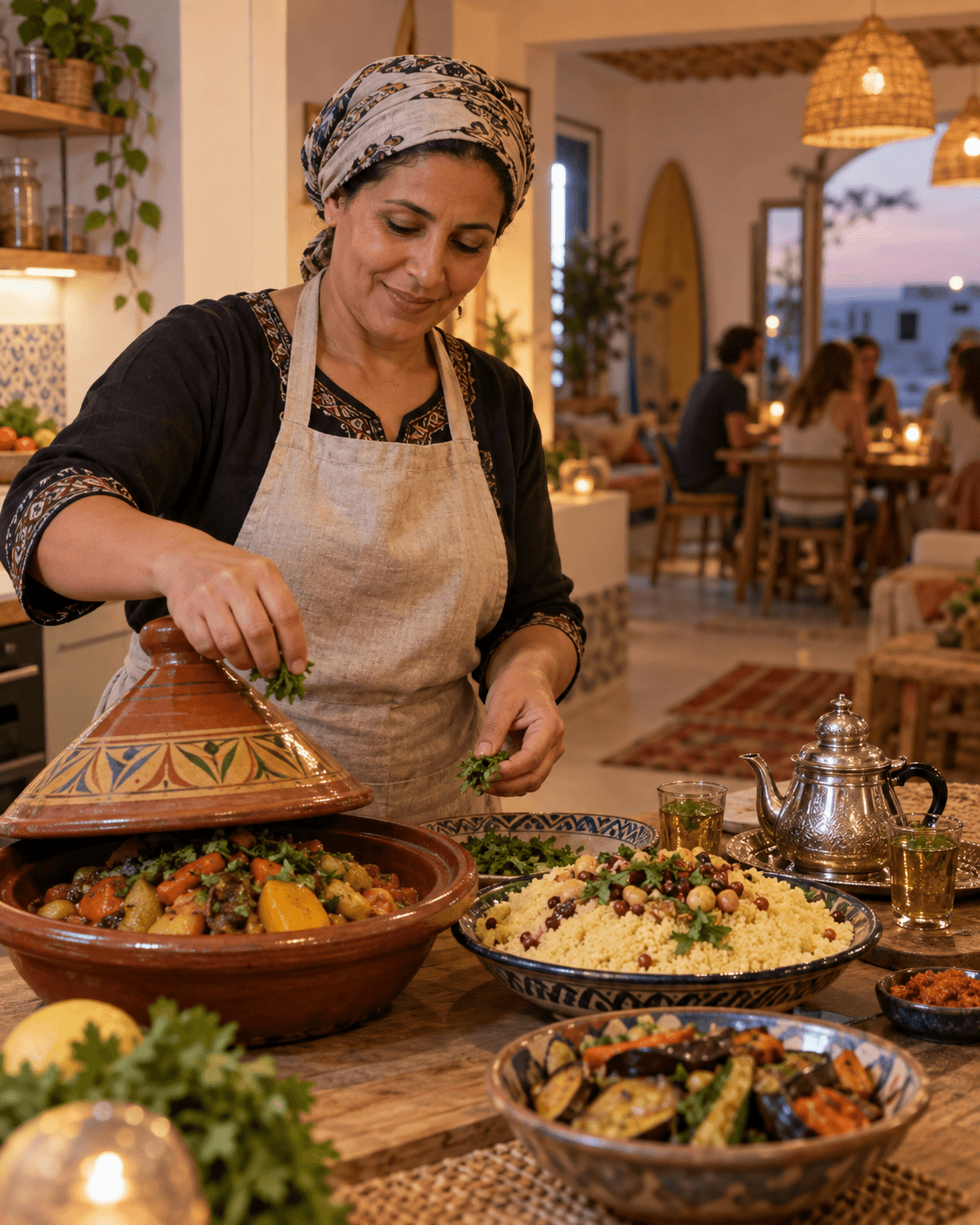 Samya preparing a Moroccan meal at Vibeline